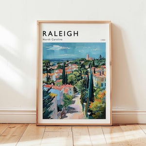 Raleigh Poster, North Carolina Travel Print, USA Wall Art, Cityscape Decor, Raleigh Travel Gift, City Print, North Carolina Travel Art