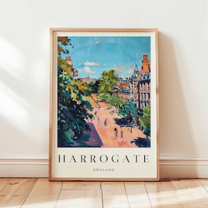 Harrogate Poster, England Travel Print, Yorkshire Print, England Wall Art, Spa Town Decor, UK Print, North England Print, UK Travel Art