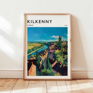 Kilkenny Poster, Ireland Travel Print, European Wall Art, Medieval Decor, Kilkenny Travel Gift, Cityscape Print, Ireland Travel Art