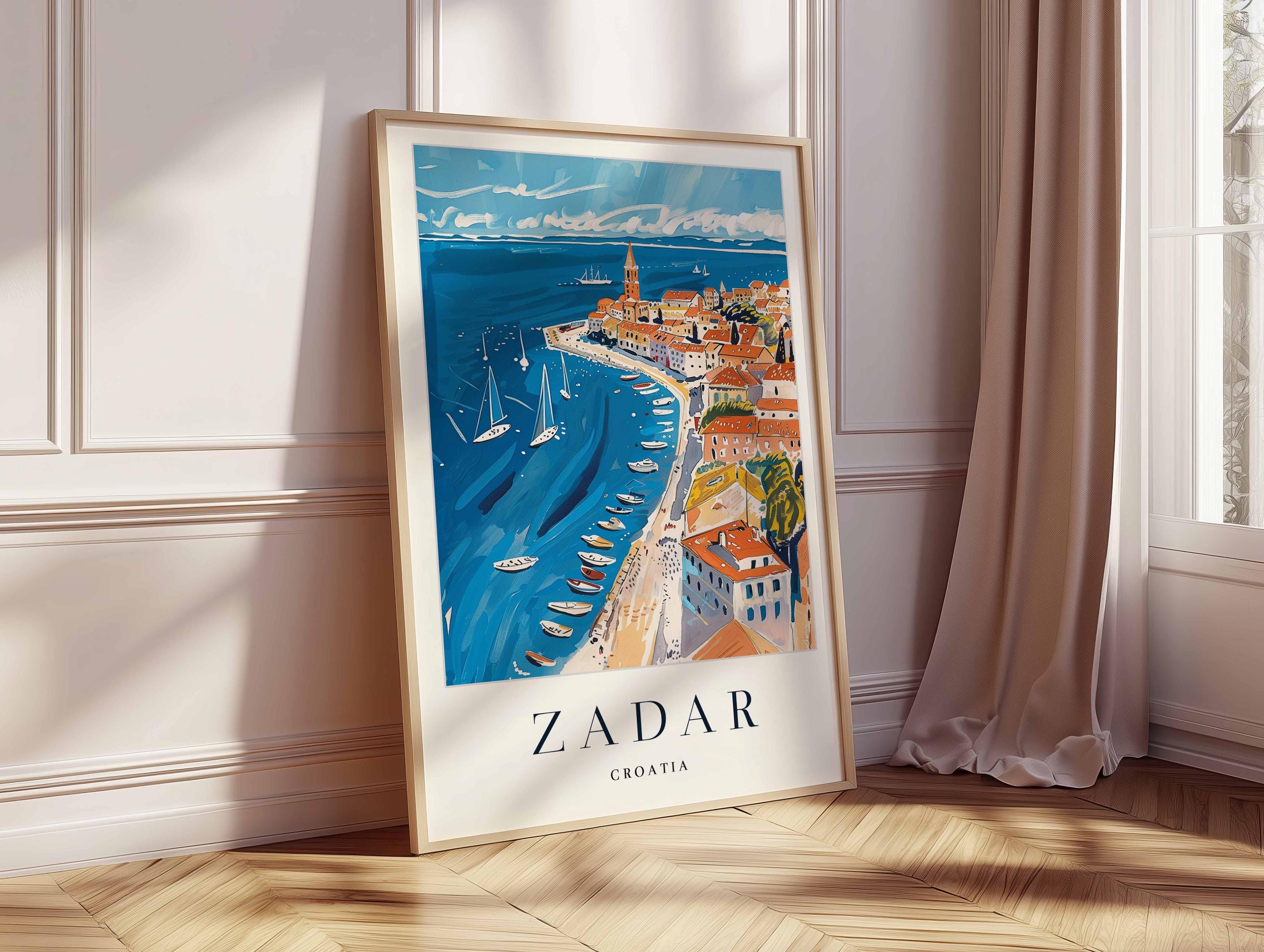 Zadar Croatia Travel Poster: Dalmatian Coast Sea Organ Art - Etsy
