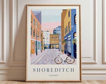 Shoreditch London Travel Poster: Urban Street Art Print