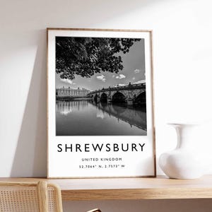 Shrewsbury Poster, UK Print, Shrewsbury Wall Art, Shrewsbury Decor, Shrewsbury Print, Historic Town Art, Shrewsbury Gift