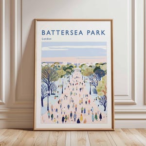 Battersea Park Poster, London Travel Poster, Battersea Wall Art, Thames Riverside Print, UK Park Poster, London Decor Print
