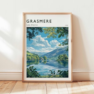 Grasmere Poster, Lake District Travel Print, Cumbria Wall Art, UK Travel Decor, English Village Print, Lake District Poster, UK Travel Art