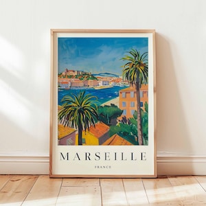 Marseille Poster, France Travel Print, Provence Wall Art, Old Port Decor, European Travel Gift, Mediterranean City Print, France Travel Art