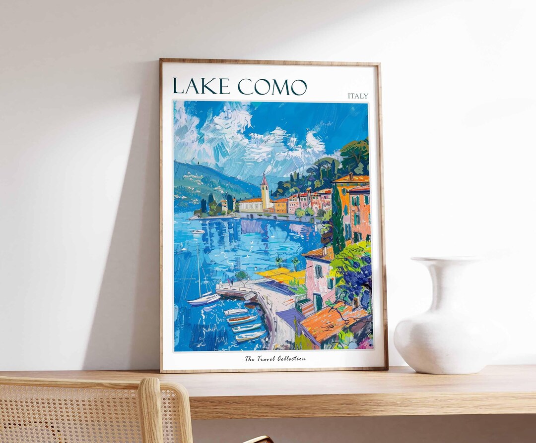 lake como italy travel poster art print (digital... Lake Como Poster, Lake Como Travel Print, Italy Wall Art, Italian ...