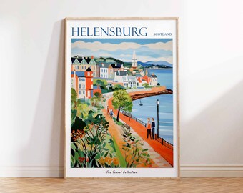 ヘレンズバラ スコットランド 旅行ポスター: 海岸沿いの町 アート
