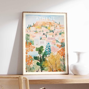 Athens Poster, Greece Travel Print, Greek Wall Art, European City Decor, Acropolis Poster, Greece Travel Gift, Europe Travel Art, Athens Art