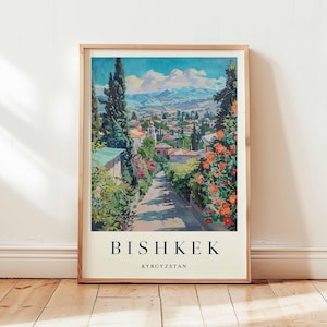 Bishkek Poster, Kyrgyzstan Travel Print, Central Asia Wall Art, Bishkek Travel Decor, Kyrgyzstan Poster, Silk Road Print, Kyrgyzstan Art