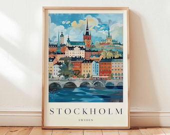Stockholm Sweden Print: Scandinavian Travel Poster, Old Town Art