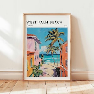 West Palm Beach Poster, Florida Travel Print, USA Wall Art, Coastal Decor, West Palm Beach Travel Gift, Beach Print, Florida Travel Art