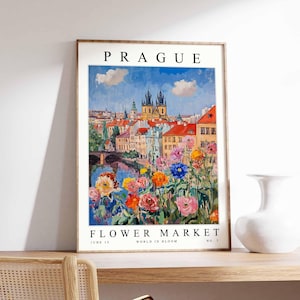 Prague Flower Market Poster, Prague Print, Czech Floral Wall Art, Prague Floral Decor, Botanical Poster, Czech Republic Travel Art