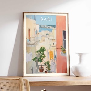 Bari Poster, Italy Travel Print, Puglia Wall Art, Southern Italy Decor, Bari Old Town Poster, Italy Travel Gift, Europe Travel Art