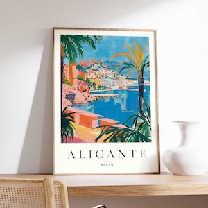 Alicante Poster, Spain Travel Print, Spanish Coastal Wall Art, Mediterranean Decor, Alicante Beach Poster, Costa Blanca Art, European Decor