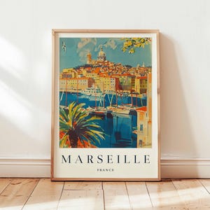 Marseille Poster, France Travel Print, Provence Wall Art, Old Port Decor, European Travel Gift, Mediterranean City Print, France Travel Art