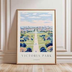 Victoria Park Poster, London Travel Poster, Victoria Park Wall Art, UK Nature Poster, British Landscape Art, London Park Decor