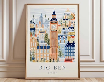 Big Ben-reisposter: monument Londen, Britse architectuurkunst