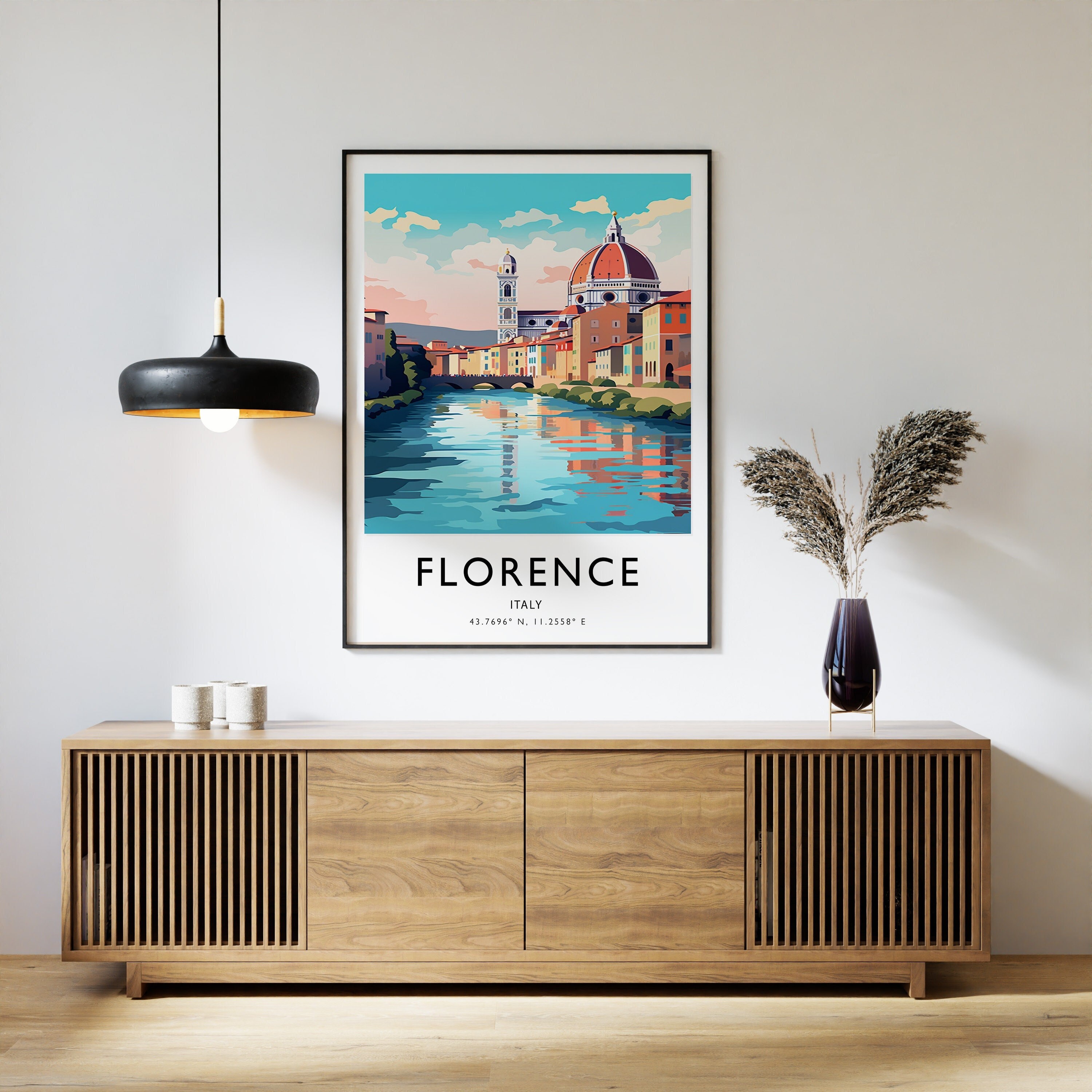 Florence Poster, Italy Travel Print, Italian Travel Art, Travel Poster, Colourful Travel Decor, Travel Gift, A1/A2/A3/A4