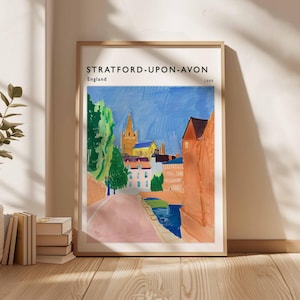 Stratford upon Avon Poster, England Travel Print, British Decor, United Kingdom Travel Poster, Stratford upon Avon Travel Poster