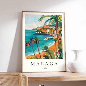 Malaga Poster, Spanien Druck, Malaga Wandkunst, Malaga Stadt Karte Dekor, minimalistisches Malaga Poster, Spanische Skyline Druck, Malaga Reisewandkunst