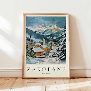 Zakopane Poster, Poland Travel Print, Tatra Mountains Wall Art, Ski Resort Decor, European Travel Gift, Mountain Print, Poland Travel Art
