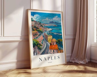 イタリア(ナポリ)のポスター ナポリ イタリア 旅行ポスター: ヴェスヴィオ山、カンパニアの壁アート