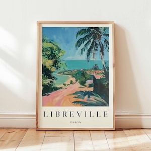 Libreville Poster, Gabon Travel Print, Central Africa Wall Art, Coastal City Decor, Libreville Travel Gift, African Print, Gabon Travel Art