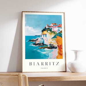 Biarritz Poster, France Travel Print, French Basque Wall Art, Atlantic Coast Decor, Biarritz Surf Poster, European Beach Home Print