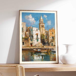 Bari Poster, Italy Travel Print, Puglia Wall Art, Southern Italy Decor, Bari Old Town Poster, Italy Travel Gift, Europe Travel Art