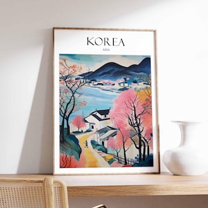 South Korea Poster, Korea Travel Print, Asian Decor, Korean Travel Poster, Oriental Art, Oriental Poster, Asian Wall Art, Korean Gift