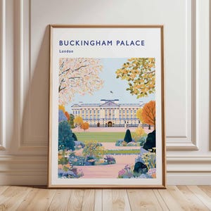 Buckingham Palace Poster, London Travel Poster, Royal Palace Wall Art, Buckingham Print, UK Landmark Poster, British Architecture Art