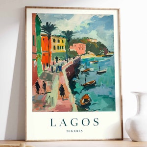 Lagos Poster, Lagos Travel Print, Nigeria Wall Art, Nigerian Travel Print, Tropical Decor, City Print, Lagos Gift, Lagos Travel Poster
