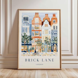 Brick Lane Poster, London Travel Poster, Brick Lane Wall Art, East London Print, UK City Poster, Street Market Art, British Culture Decor