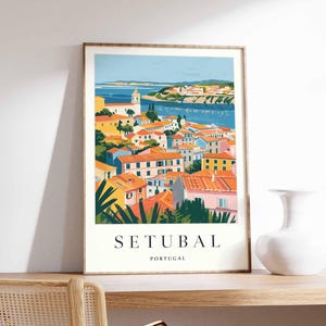 Setubal Poster, Portugal Travel Print, Portuguese Coastal Wall Art, Setubal Beach Poster, Portugal Travel Gift, Europe Travel Art