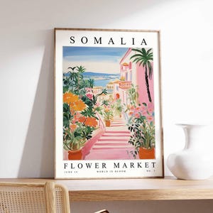 Somalia Flower Market Poster, Somalia Print, Somali Floral Wall Art, Somalia Floral Decor, Botanical Poster, Africa Art, African Travel Art