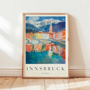 **Innsbruck Poster, Österreich Reisedruck, Alpenstadt Wandkunst, Berg Dekor, **Innsbruck Reisegeschenk, Tirol Druck, Österreich Reisekunst.**