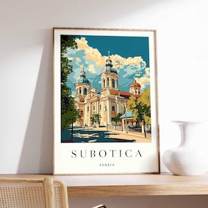 Póster de Subotica, Impresión de viaje a Serbia, Arte mural de Voivodina, Decoración urbana de Serbia, Póster de viaje de Subotica, Póster de Serbia, Arte de viaje por Europa
