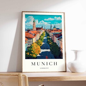 Munich Poster, Germany Travel Print, Marienplatz Print, Bavarian City Wall Decor, Cityscape View,  European Travel Gift, Munich Travel Art