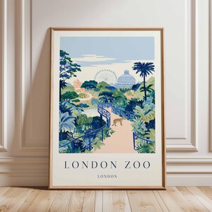 London Zoo Poster, London Travel Poster, Zoo Wall Art, Animal Print London, UK Travel Poster, British Wildlife Art, Regent&#39;s Park Decor