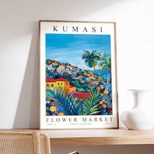 Kumasi Flower Market Poster, Kumasi Print, Ghanaian Floral Wall Art, Kumasi Floral Decor, Botanical Poster, Ghana Art, Africa Travel Print
