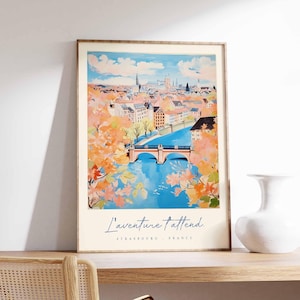 Straßburg Poster, Frankreich Reisedruck, Altstadt Kunstdruck, Frankreich Elsass Dekor, Europäische Architektur Wandkunst, Frankreich Reisegeschenk