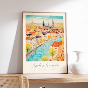 Straßburg Poster, Frankreich Reisedruck, Altstadt Kunstdruck, Frankreich Elsass Dekor, Europäische Architektur Wandkunst, Frankreich Reisegeschenk