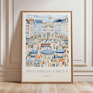 Piccadilly Circus Poster, London Travel Poster, Piccadilly Circus Wall Art, West End Print, UK Landmark Poster, British Culture Art