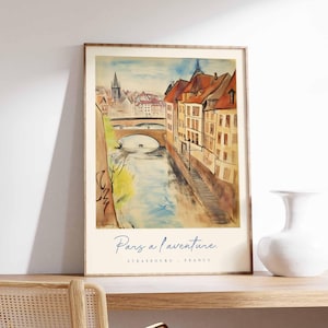 Straßburg Poster, Frankreich Reisedruck, Altstadt Kunstdruck, Frankreich Elsass Dekor, Europäische Architektur Wandkunst, Frankreich Reisegeschenk