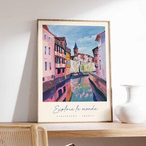 Straßburg Poster, Frankreich Reisedruck, Altstadt Kunstdruck, Frankreich Elsass Dekor, Europäische Architektur Wandkunst, Frankreich Reisegeschenk