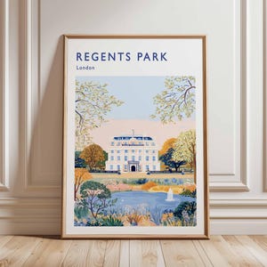 Regents Park Poster, London Travel Poster, Regents Park Wall Art, London Park Print, UK City Poster, British Nature Art, London Decor Print