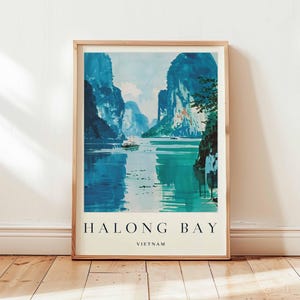 Halong Bay Poster, Vietnam Travel Print, Southeast Asia Wall Art, UNESCO Site Decor,  Limestone Karst Print, Vietnam Travel Art
