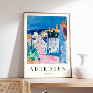 Pôster de Aberdeen, impressão de viagem na Escócia, pôster da cidade do Reino Unido, decoração de cidade de granito, pôster do porto de Aberdeen, arte de presente escocesa, presente de viagem na Escócia