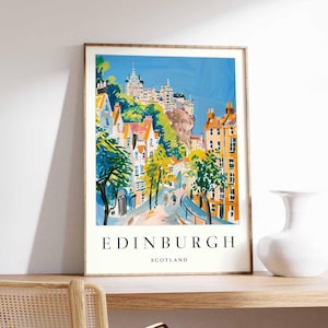Affiche d'Édimbourg, impression d'Écosse, art mural d'Édimbourg, décor de carte de la ville d'Édimbourg, impression minimaliste d'Édimbourg, affiche de voyage écossaise