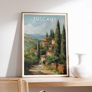 Tuscany Poster, Italy Print, Tuscany Wall Art, Italian Countryside Poster, Europe Travel Print, Vintage Tuscany Decor, Rolling Hills Print